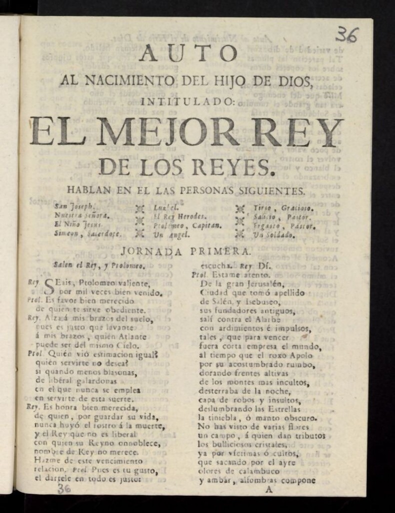 Miniatura de Auto al nacimiento del Hijo de Dios intitulado El mejor rey de los reyes