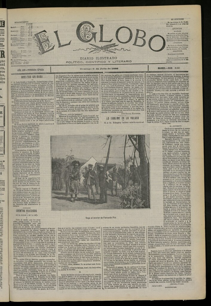 Miniatura de El Globo : diario ilustrado del 8 de julio de 1888, nº 4631