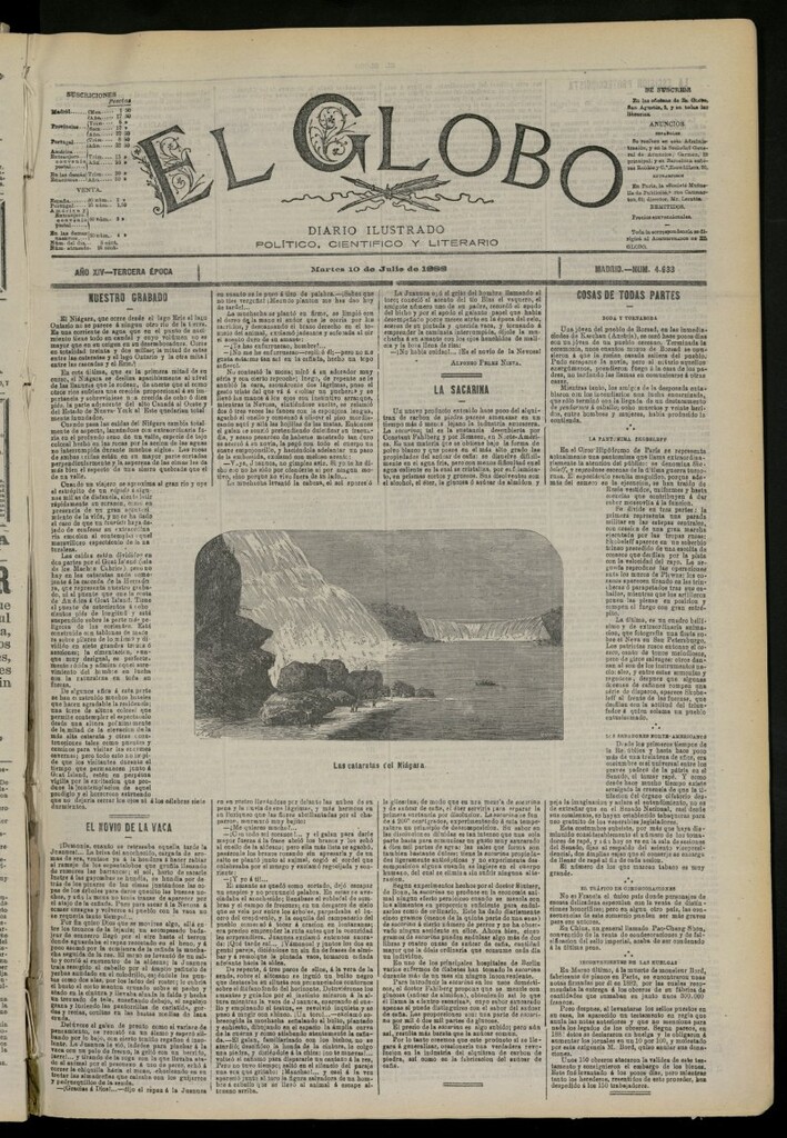 Miniatura de El Globo : diario ilustrado del 10 de julio de 1888, nº 4633