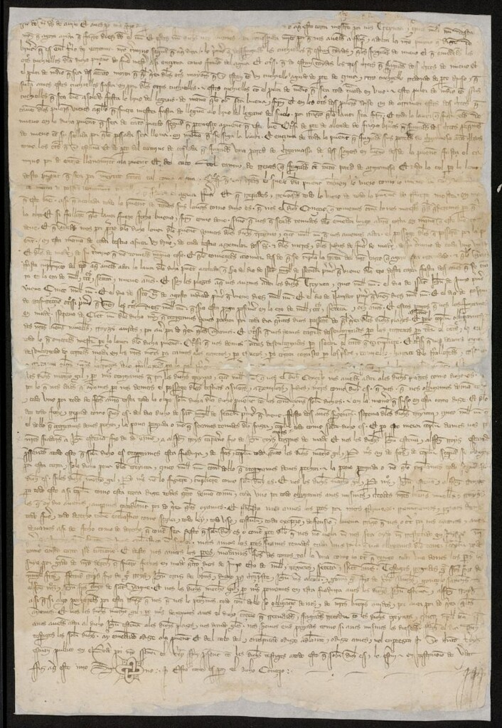 Miniatura de Carta de obligación otorgada por Matheo Gil y Pedro Muñoz alarifes, comprometiéndose a reparar el puente de viveros sobre el Jarama y dando como fiadores a Juan Esteba y Alfonso Reyes