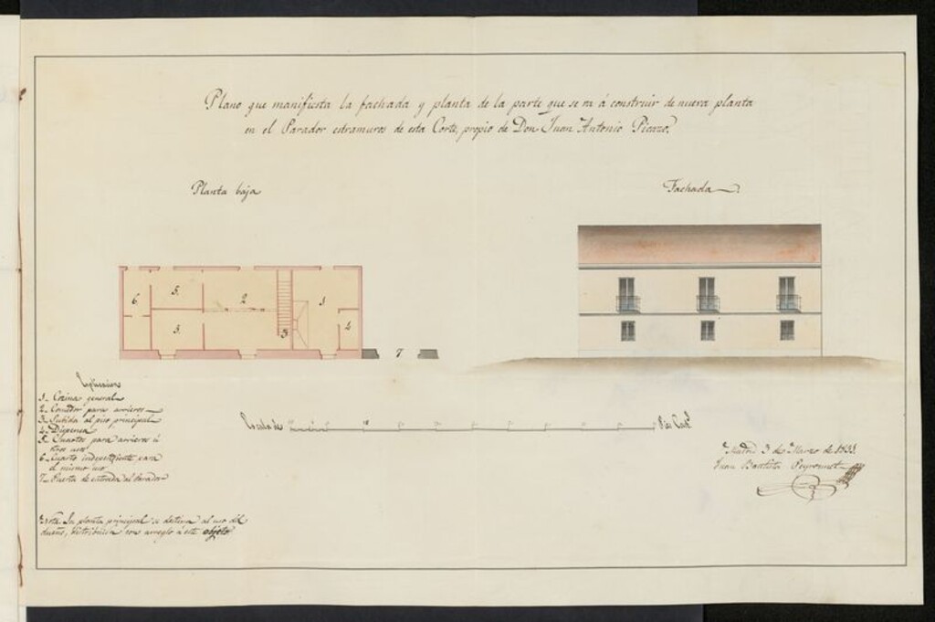 Miniatura de Licencia concedida a Don Juan Antonio Picazo para construir un piso principal en su casa, afuera de la Puerta de Atocha, en dirección al Portillo de Valencia