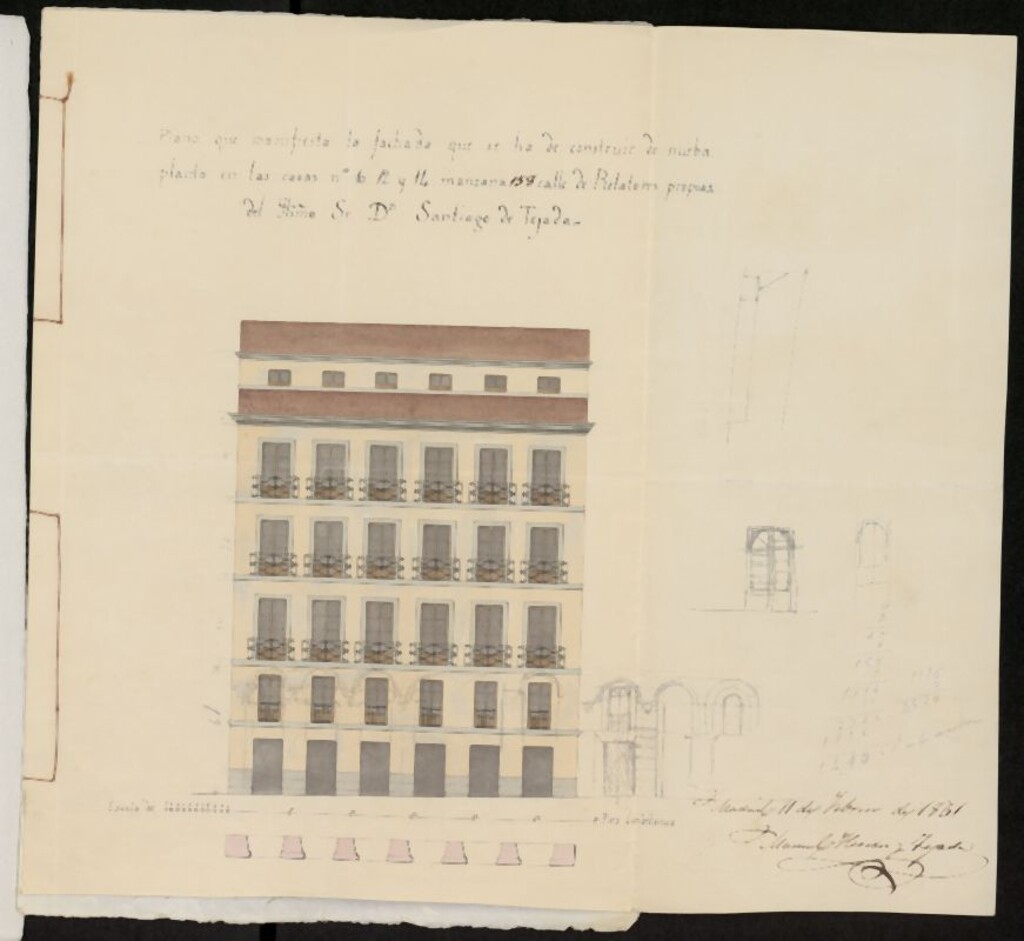 Miniatura de Licencia solicitada por Don Santiago de Tejada para edificar en la calle Relatores, números 10, 12 y 14