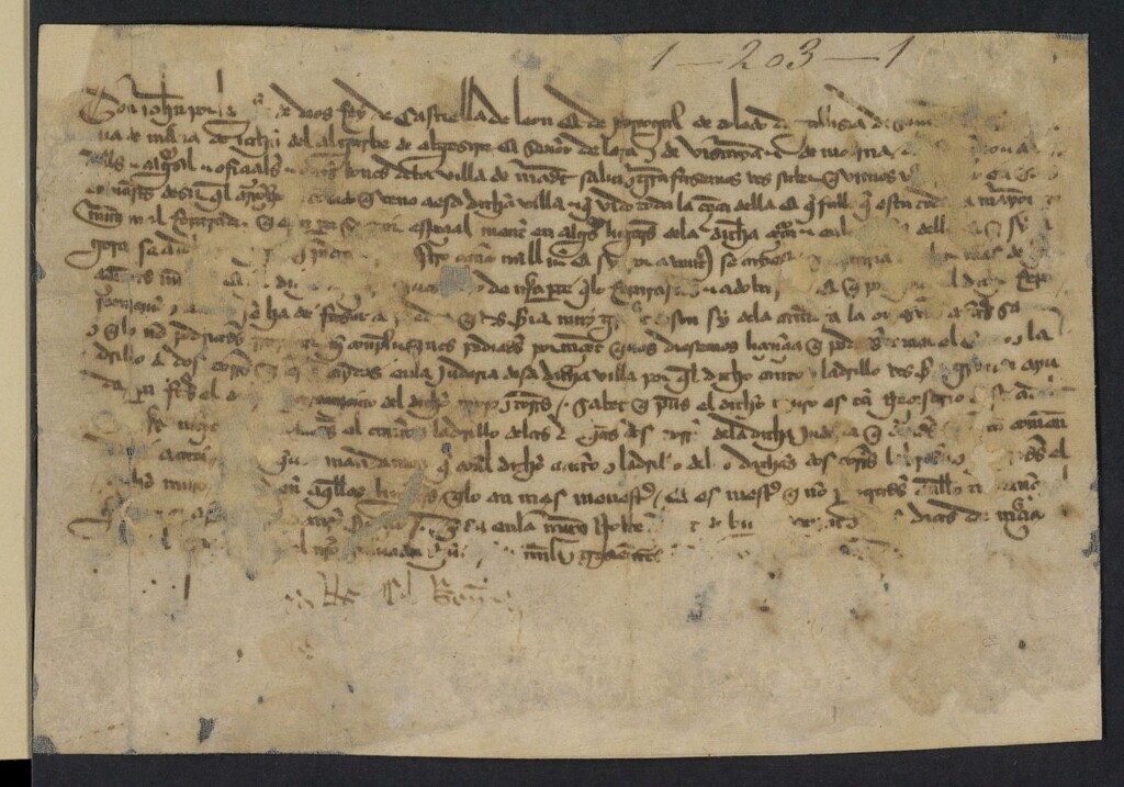 Miniatura de Provisión de Juan I ordenando a Madrid que repare los muros de la cerca