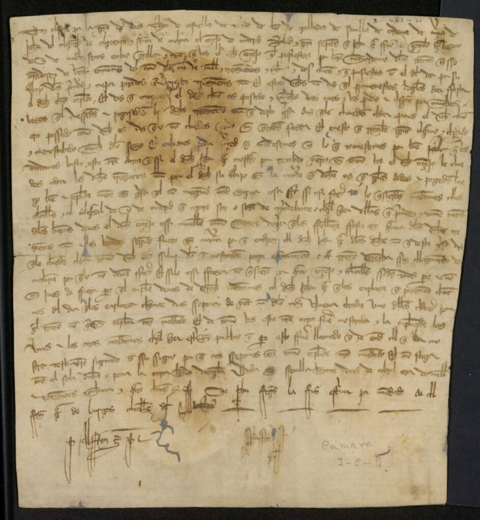Miniatura de Provisión de Alfonso XI ordenando al concejo de Madrid pagar a Juan García, hijo de Gonzalo García, vecino de la villa, los 300 maravedis que se le deben como mayordomo de rentas