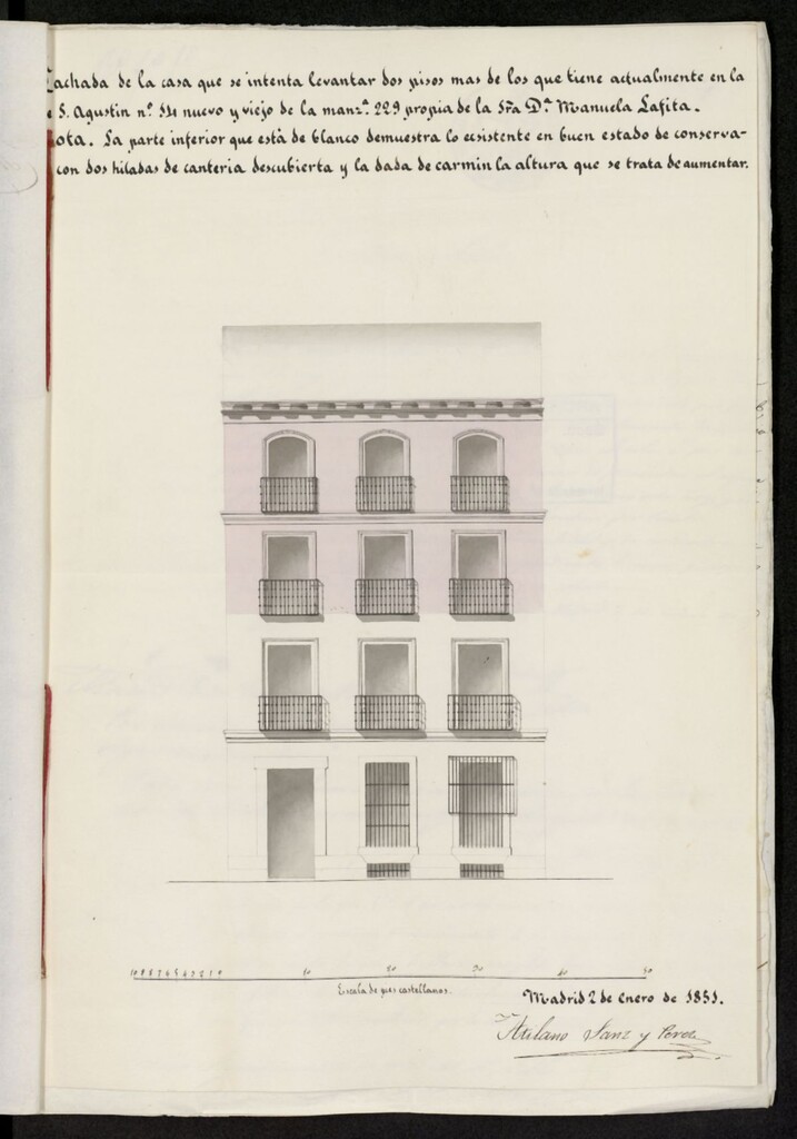 Miniatura de Licencia concedida a Don Luis Orihuel para levantar segundo y tercer piso en la casa de la calle de San Agustín, 14