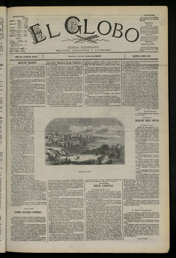 Miniatura de El Globo : diario ilustrado del 24 de julio de 1888, nº 4647