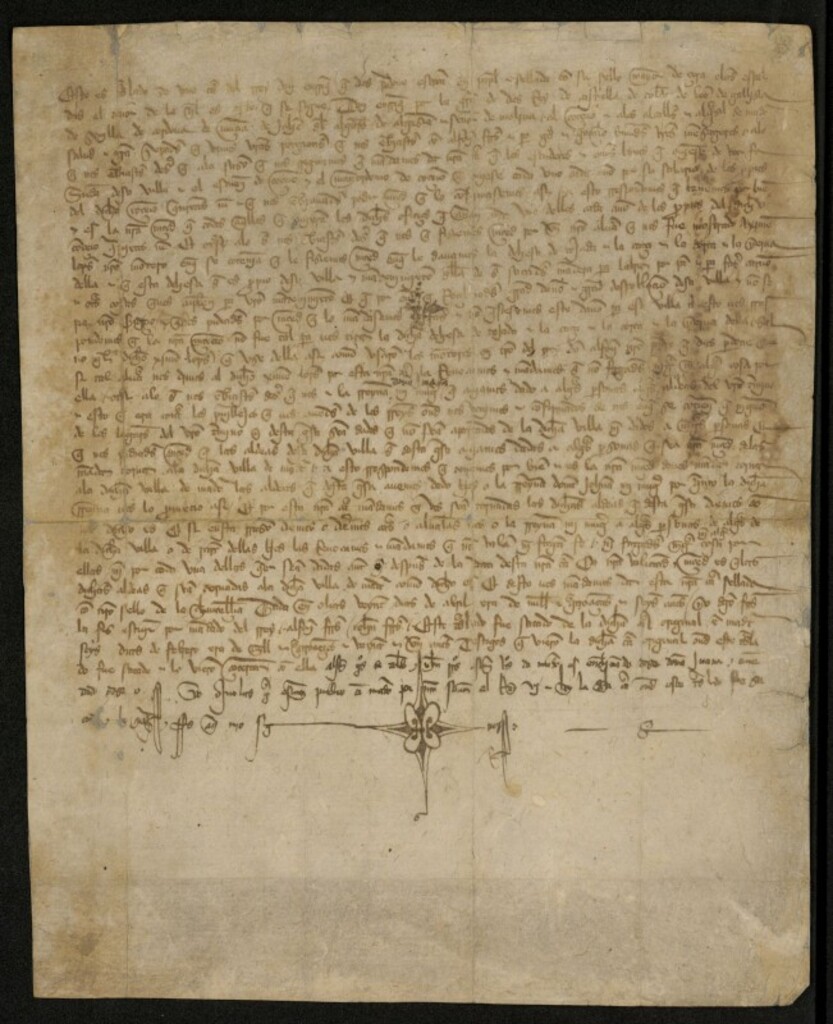 Miniatura de Provisión de Enrique II restituyendo a Madrid la dehesa de Tejada que fue dada a Jimeno López, montero real y cualesquiera otros lugares que hubieran sido arrebatados a la Villa, además, confirma los sueldos de regidores, escribano y mayordomo de la misma, 500 maravedís anuales
