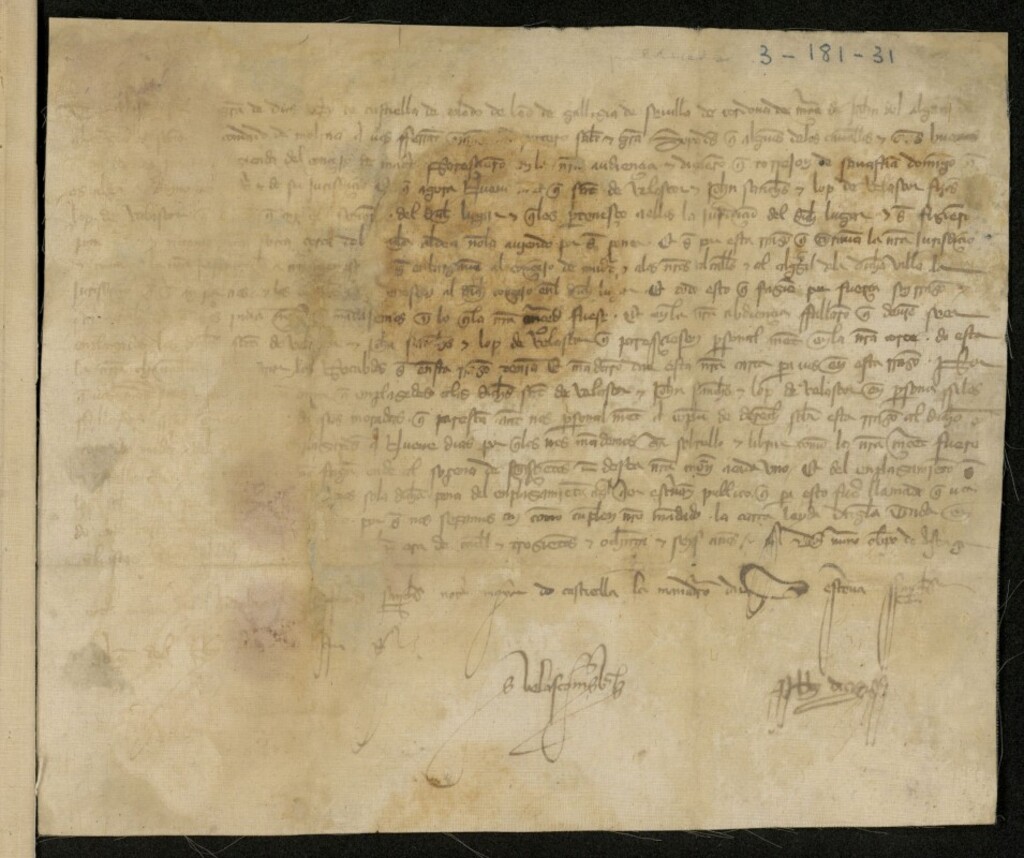Miniatura de Provisión de Alfonso XI emplazando a los hijos de López Velasco, Juan Sánchez, Sancho Velasco y Lope de Velasco, para que se presenten en la Corte y aporten las pruebas del derecho que tienen sobre la jurisdicción de Torrejón de Sebastián Domingo, aldea de Madrid
