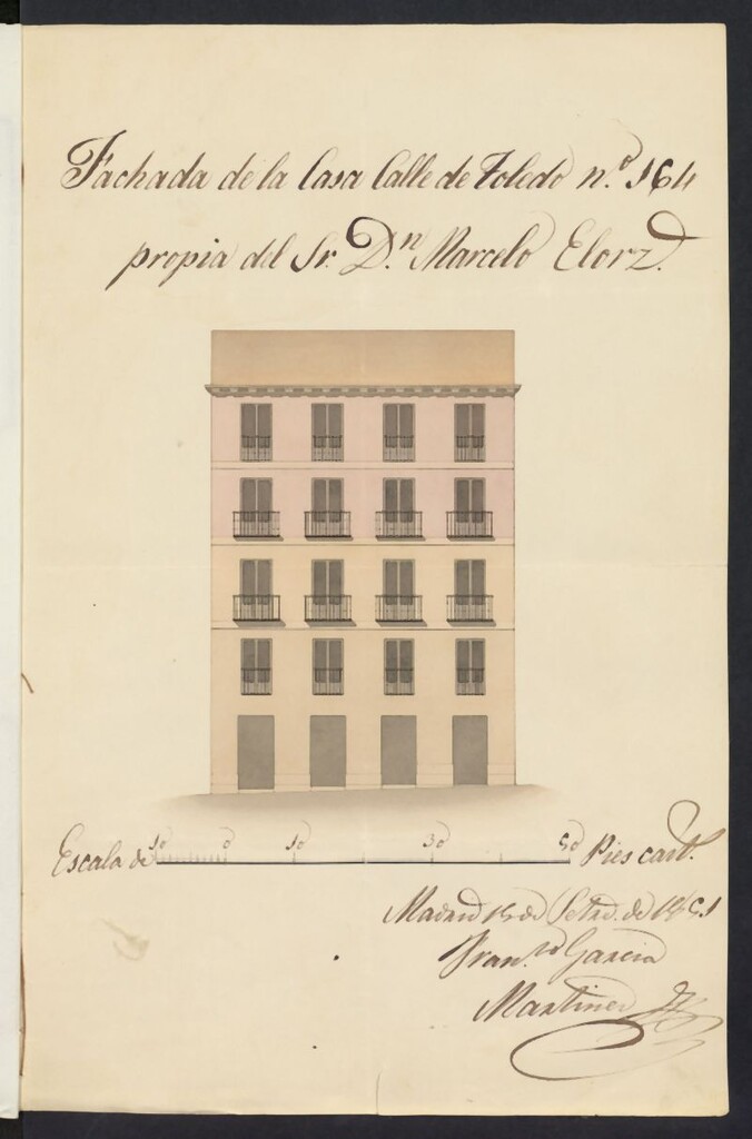 Miniatura de Licencia concedida a Don Marcelo Elorz para levantar dos pisos en su casa de la calle de Toledo, 164