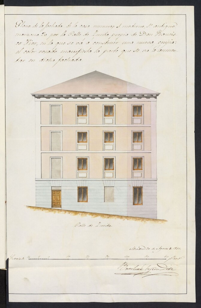 Miniatura de Licencia concedida a Don Francisco Fernández de Vioz para construir la fachada de la casa situada en la calle de Zurita, 1