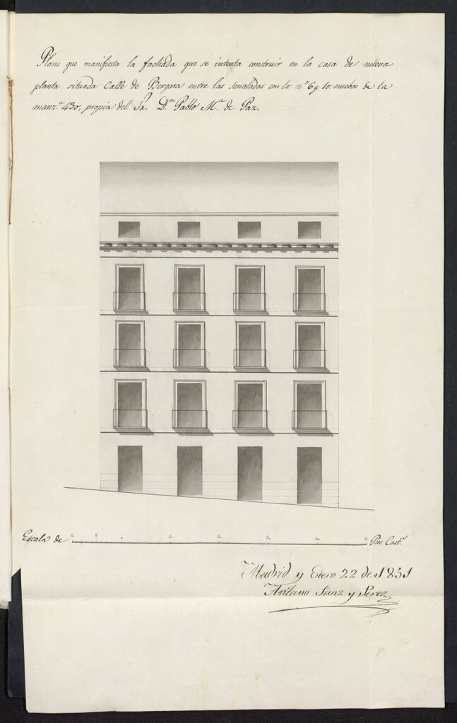 Miniatura de Licencia concedida a Don Pablo María de Paz para edificar una casa entre los solares 6 y 10 de la calle de Vergara, 8