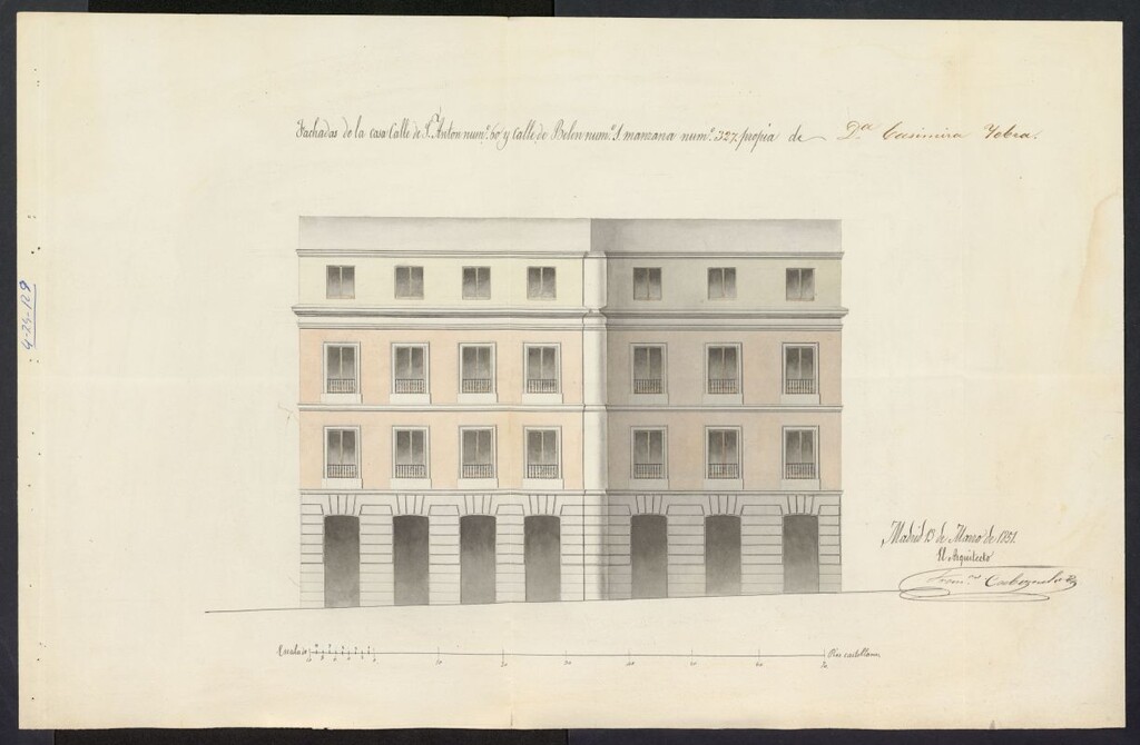 Miniatura de Licencia concedida a Doña Casimira Yebra para edificar en la calle de San Antón, 60 con vuelta a la de Belén