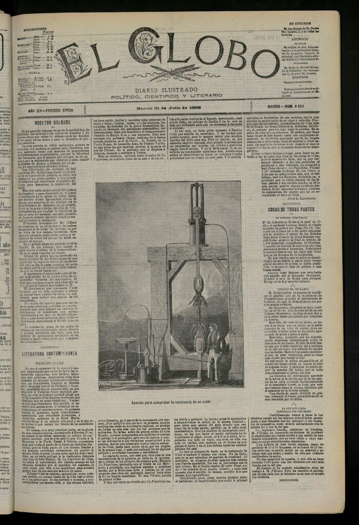 Miniatura de El Globo : diario ilustrado del 31 de julio de 1888, nº 4654