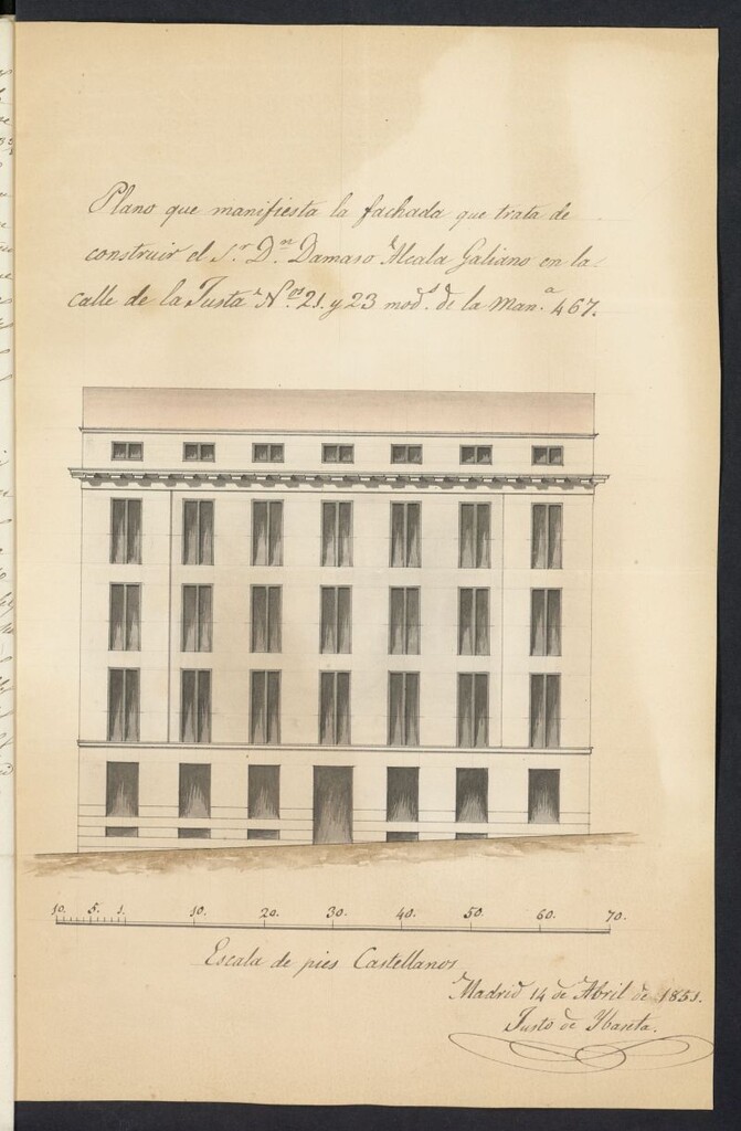 Miniatura de Licencia concedida a Don Dámaso Alcalá Galiano para construir una casa en la calle de la Justa, 21 y 23