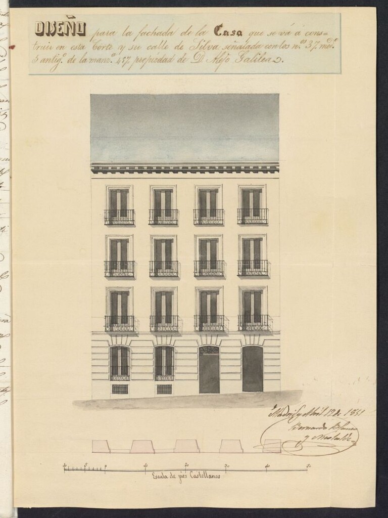 Miniatura de Licencia concedida a Don Alejo Galilea para edificar casa en la calle de Silva, 37