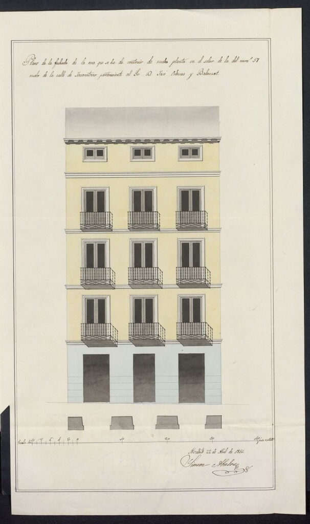 Miniatura de Licencia concedida a Don José Ordovas y Balanzat para edificar una casa en la calle de Jacometrezo, 57