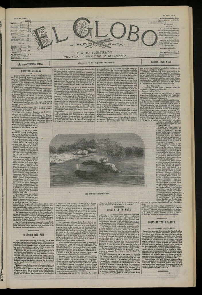 Miniatura de El Globo : diario ilustrado del 2 de agosto de 1888, nº 4656