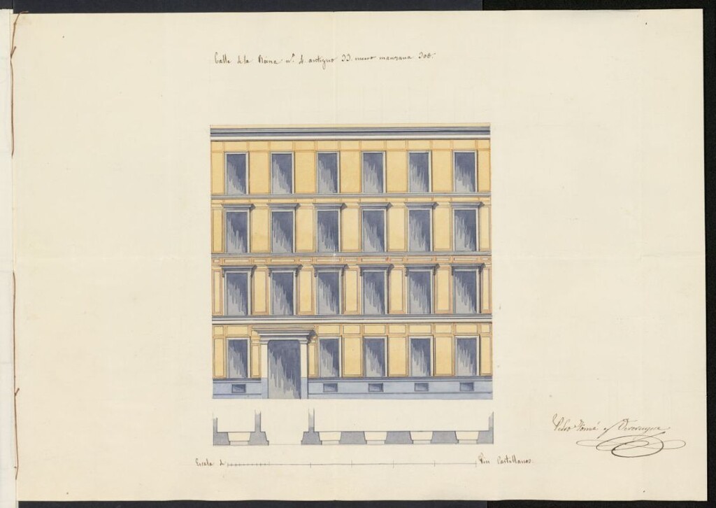 Miniatura de Licencia conedida a Don Esteban Tomé y Azcudia para edificar una casa en la calle de la Reina, 33