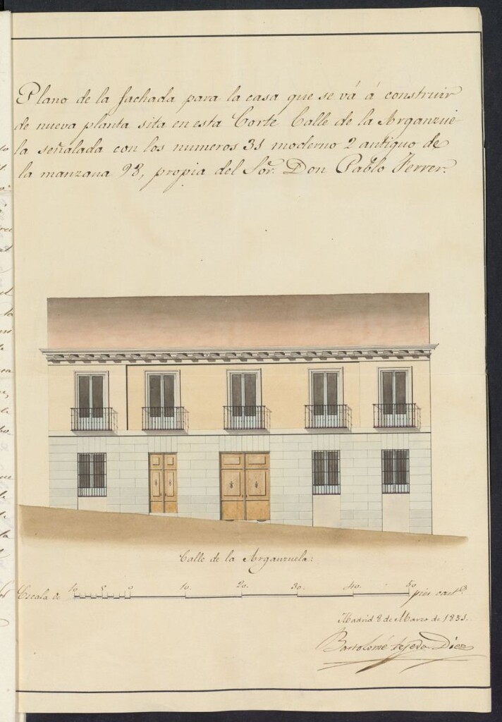 Miniatura de Licencia concedida a Don Pablo Ferrer para edificar una casa en la calle de Arganzuela, 31