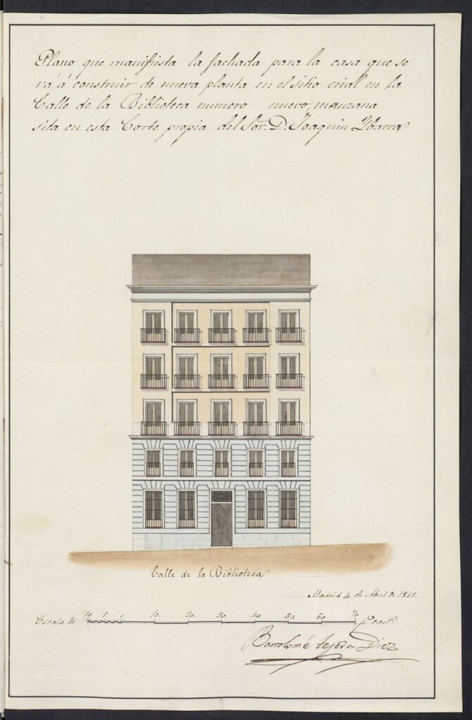 Miniatura de Licencia concedida a Don Joaquín Ybarra para edificar una casa en la calle de la Biblioteca
