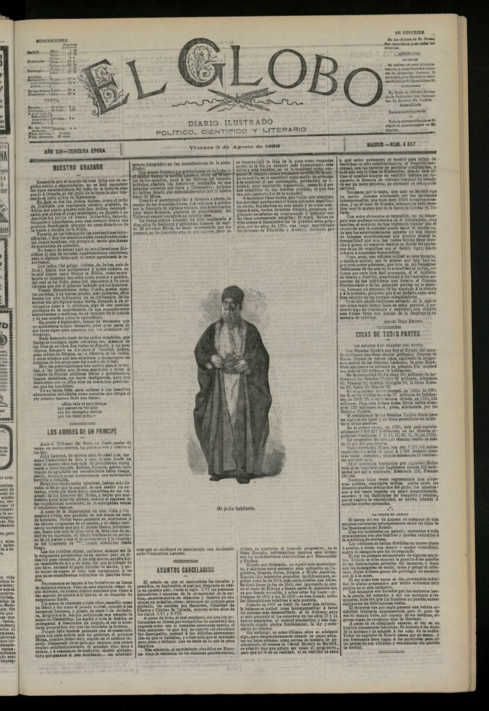 Miniatura de El Globo : diario ilustrado del 3 de agosto de 1888, nº 4657