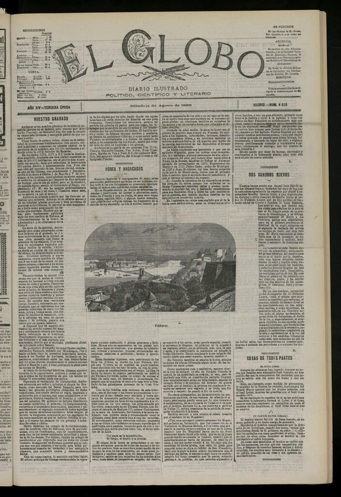 Miniatura de El Globo : diario ilustrado del 4 de agosto de 1888, nº 4658