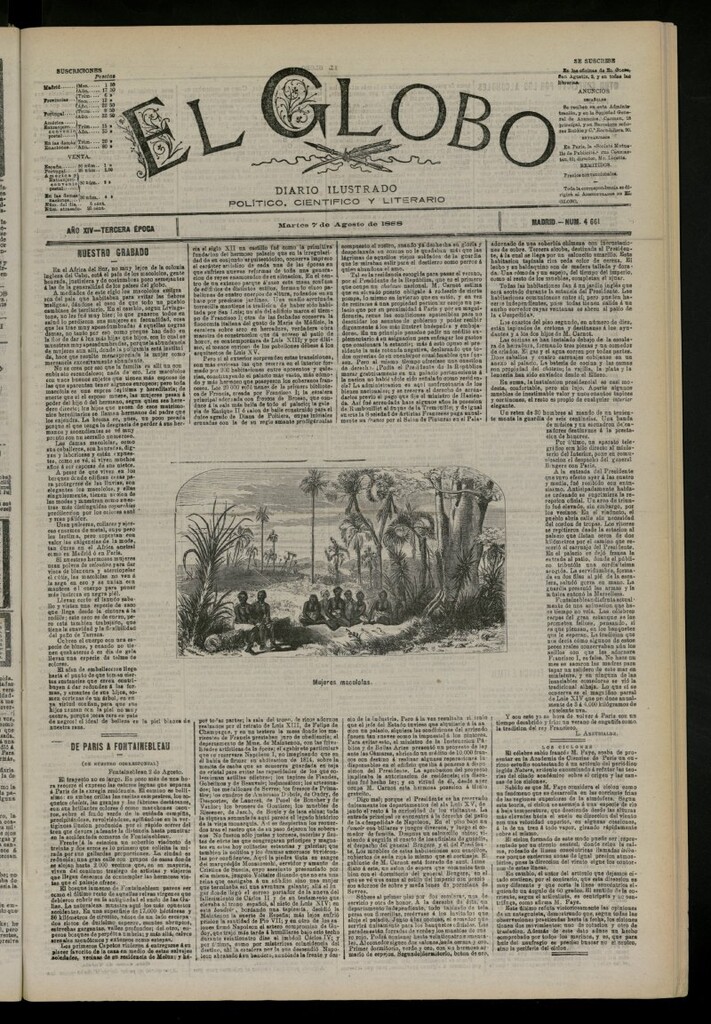 Miniatura de El Globo : diario ilustrado del 7 de agosto de 1888, nº 4661
