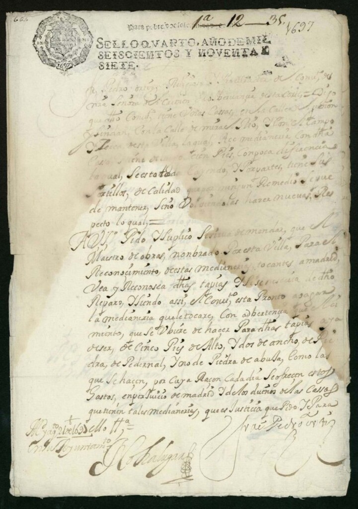 Miniatura de Licencia a Don Pedro Ortiz Prior del Convento del Carmen calzado sobre obra de tapias de unas casas de la pertenencia de dicho convento, en la Calle del Peñón.