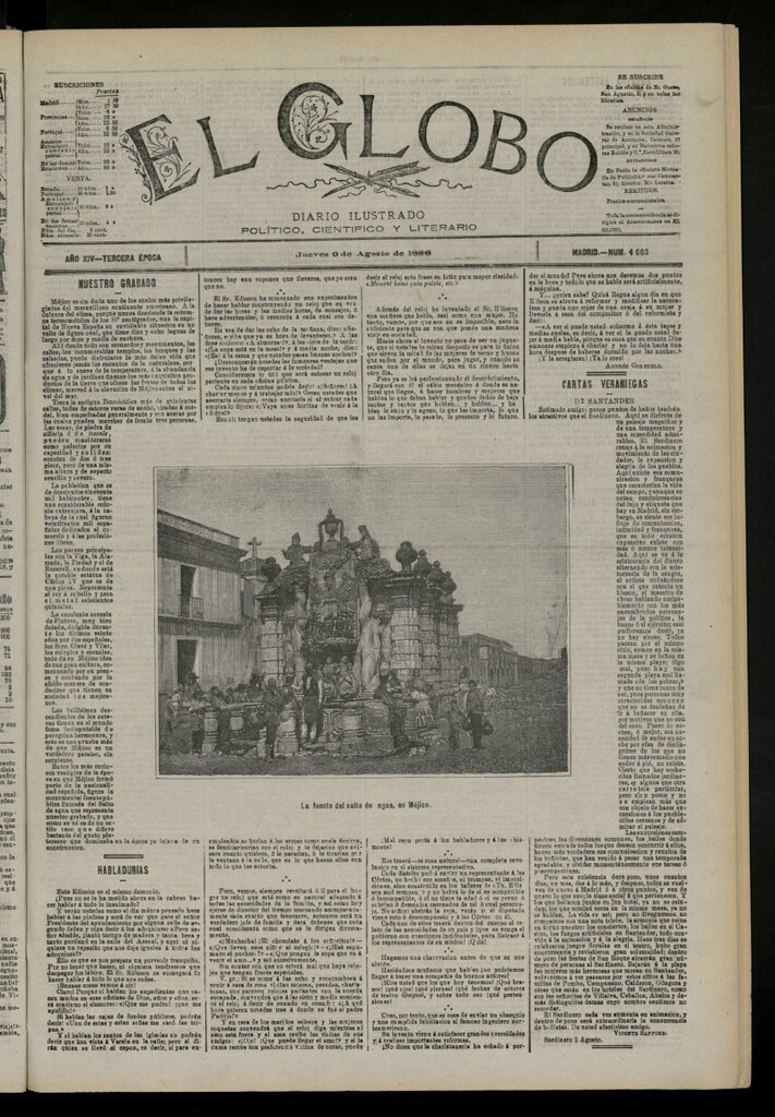 Miniatura de El Globo : diario ilustrado del 9 de agosto de 1888, nº 4663