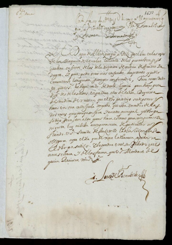 Miniatura de Solicitud del Duque de Alburquerque para hacer un pasadizo en su casa Plazuela de los Mostenses.