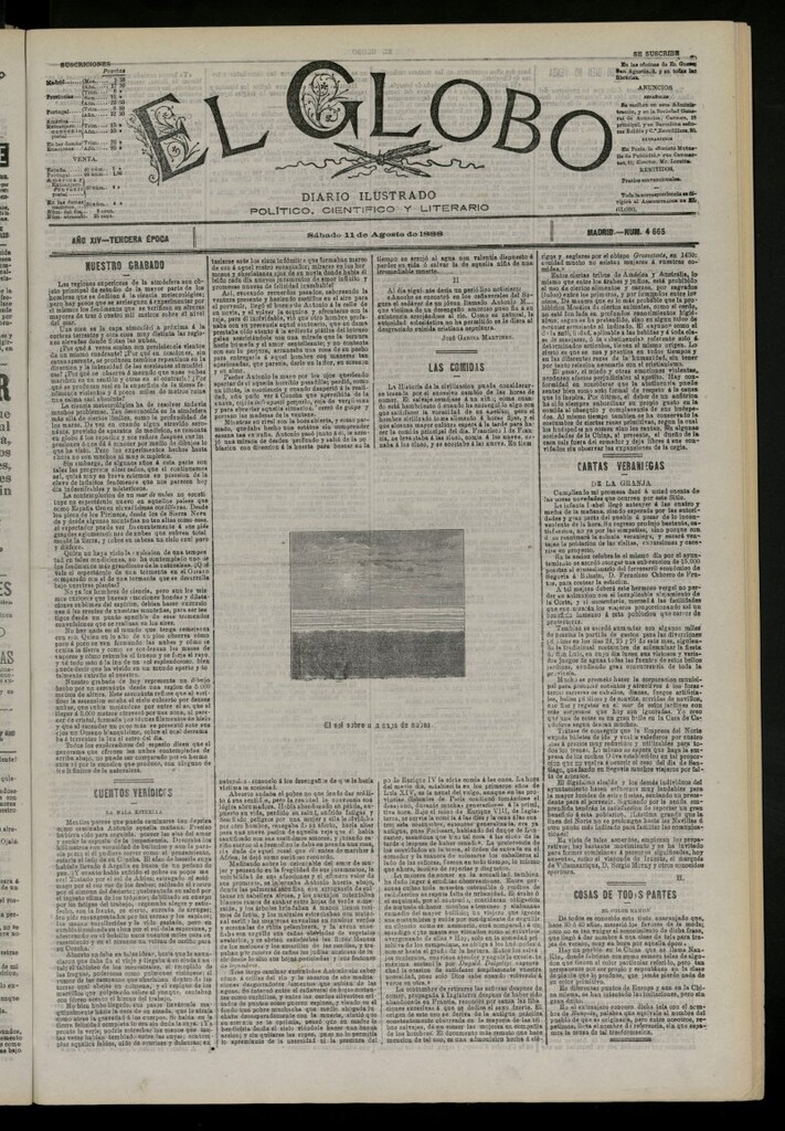 Miniatura de El Globo : diario ilustrado del 11 de agosto de 1888, nº 4665