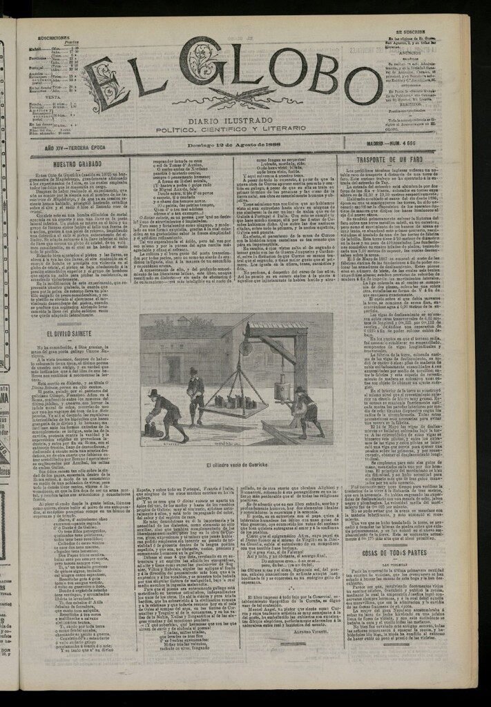 Miniatura de El Globo : diario ilustrado del 12 de agosto de 1888, nº 4666