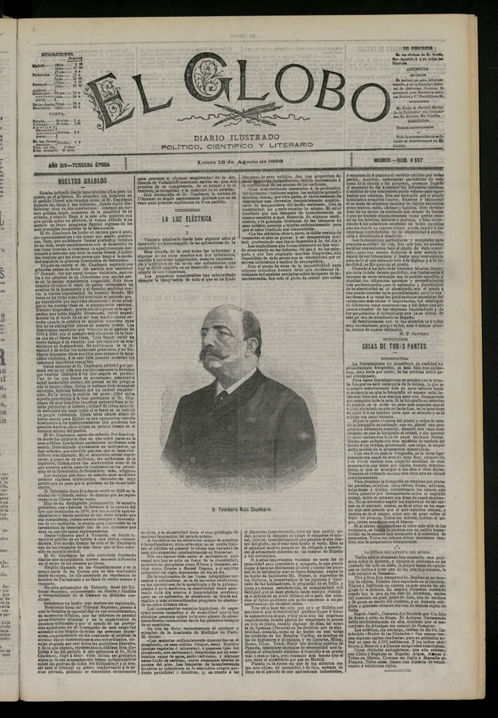 Miniatura de El Globo : diario ilustrado del 13 de agosto de 1888, nº 4667
