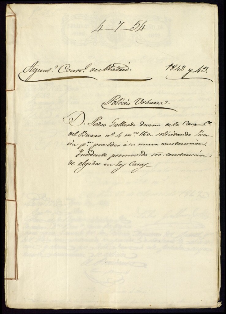 Miniatura de Don Pedro Gallardo, dueño de la casa, calle del Burro nº 4, manzana 160, solicitando licencia para proceder á su nueva construcción.