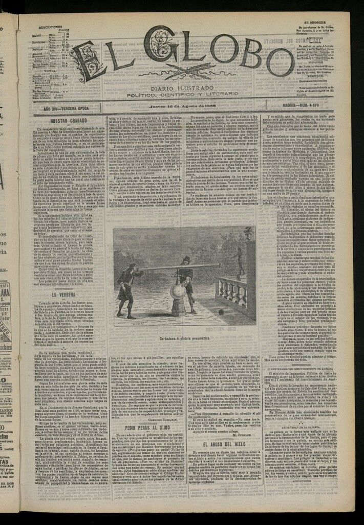 Miniatura de El Globo : diario ilustrado del 16 de agosto de 1888, nº 4670