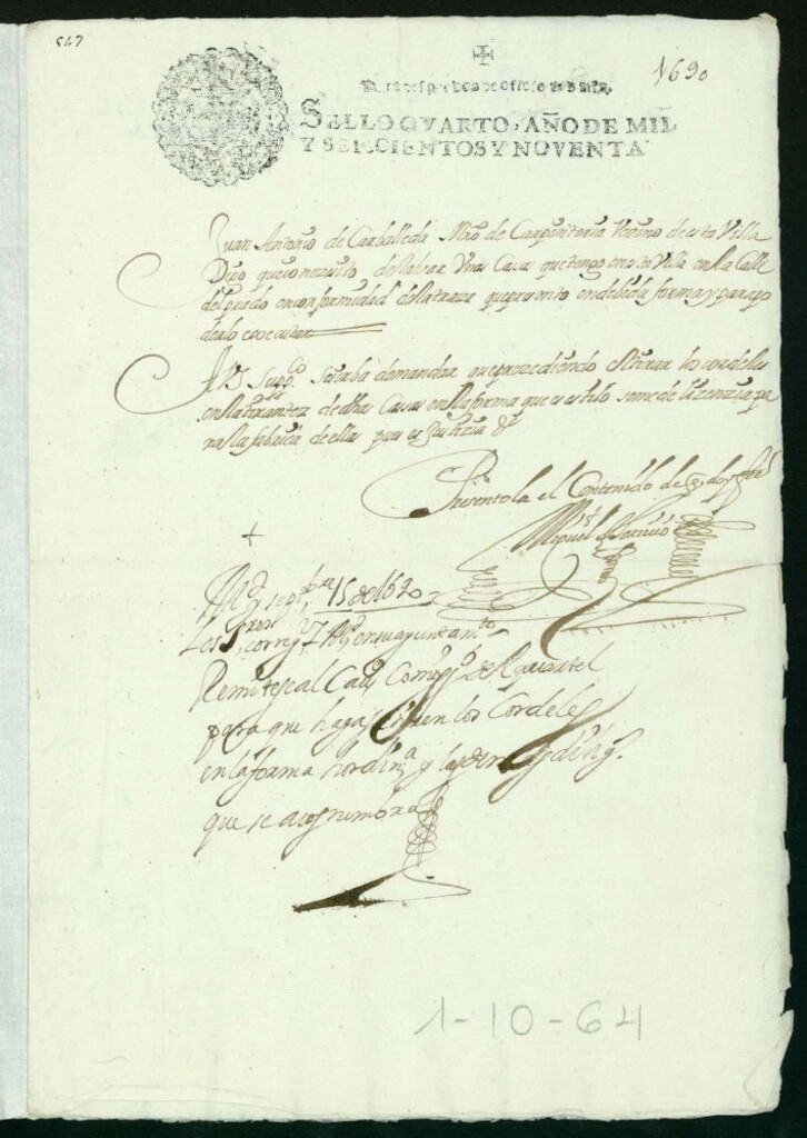 Miniatura de Licencia a Don Juan Antonio de Corballeda para construir unas casas en la Calle del Prado