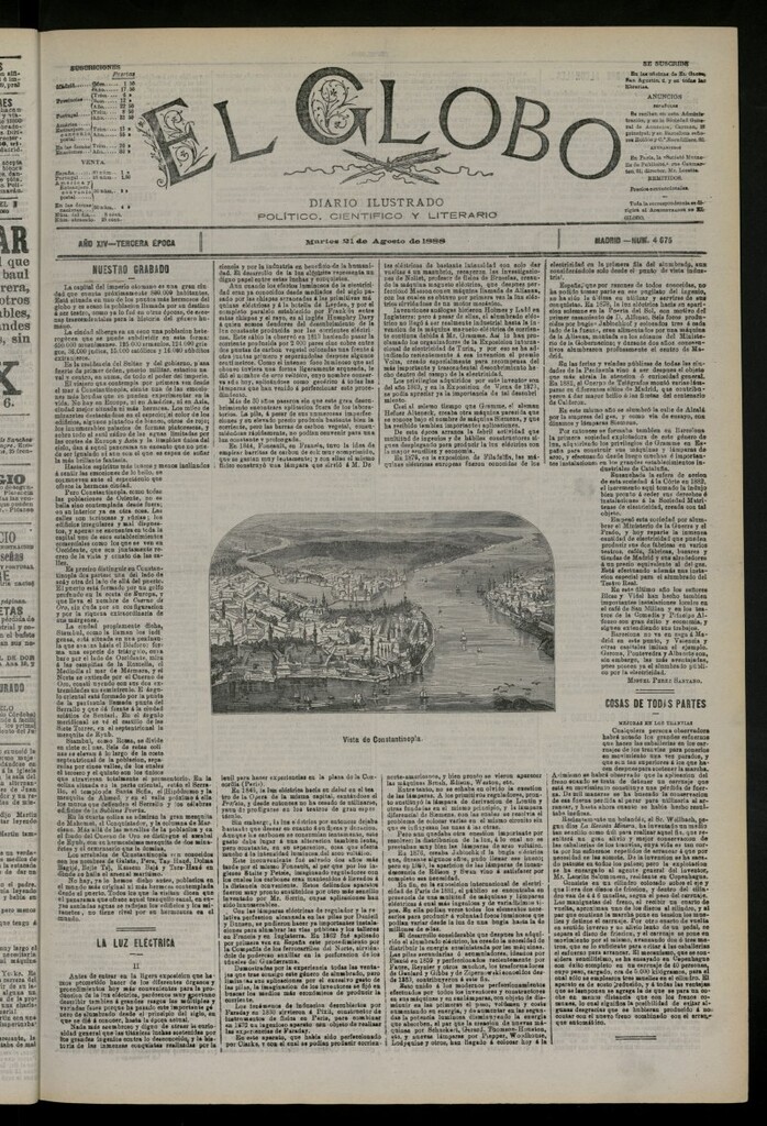 Miniatura de El Globo : diario ilustrado del 21 de agosto de 1888, nº 4675
