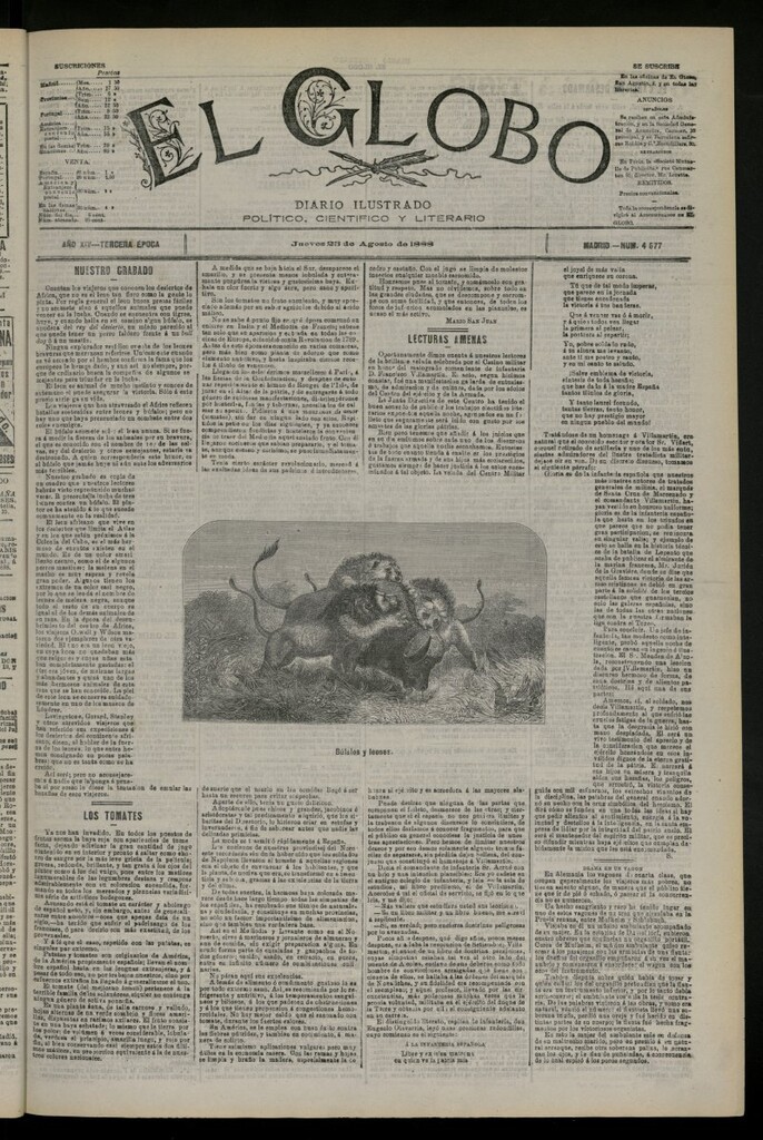 Miniatura de El Globo : diario ilustrado del 23 de agosto de 1888, nº 4677