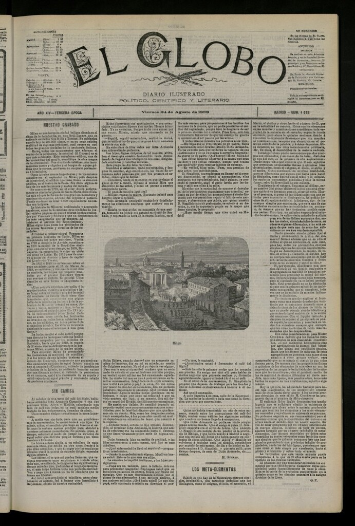 Miniatura de El Globo : diario ilustrado del 24 de agosto de 1888, nº 4678