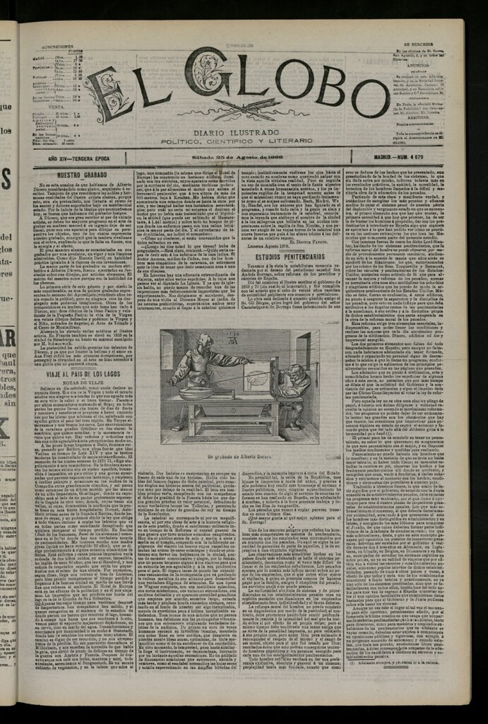 Miniatura de El Globo : diario ilustrado del 25 de agosto de 1888, nº 4679