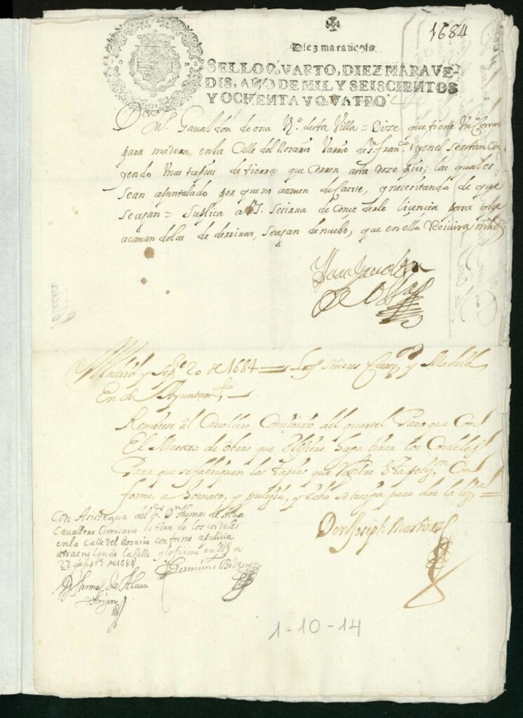 Miniatura de Licencia a don Juan Gabaldón para hacer unas tapias en sus casas Calle del Rosario a San Francisco.