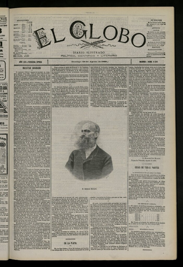Miniatura de El Globo : diario ilustrado del 26 de agosto de 1888, nº 4680