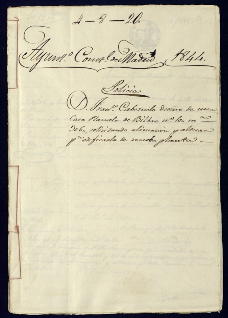Miniatura de Don Francisco Cabezuelo dueño de una casa en la Plazuela de Bilbao, 10 manzana 306, solicitando alineación y altura para edificarla de nueva planta