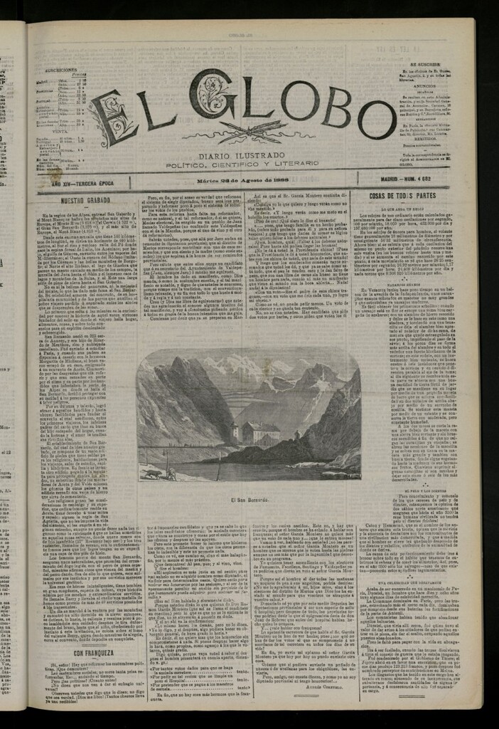 Miniatura de El Globo : diario ilustrado del 28 de agosto de 1888, nº 4682