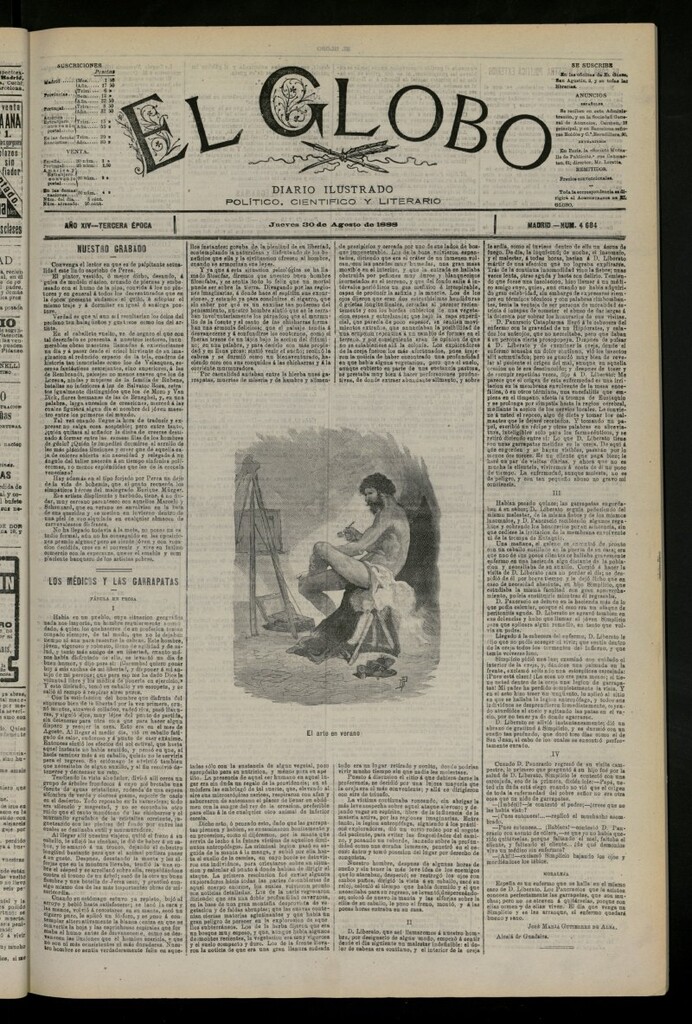 Miniatura de El Globo : diario ilustrado del 30 de agosto de 1888, nº 4684