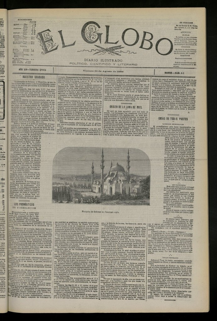Miniatura de El Globo : diario ilustrado del 31 de agosto de 1888, nº 4685