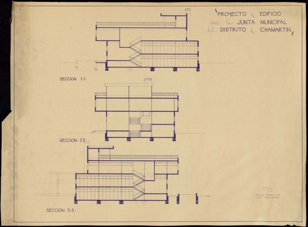 Miniatura de Proyecto de edificio para la Junta Municipal de distrito de Chamartín. Febrero 1965.