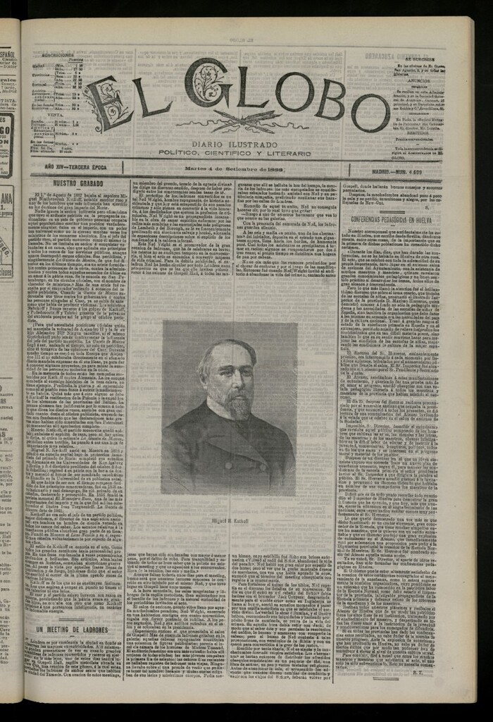 Miniatura de El Globo : diario ilustrado del 4 de septiembre de 1888, nº 4689