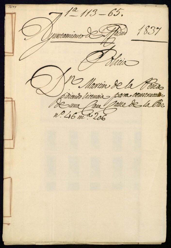 Miniatura de Don Leandro Martínez, dueño de una casa, calle de las Urosas nº 6, manzana 157, solicitando licencia para su construcción de nueva planta.