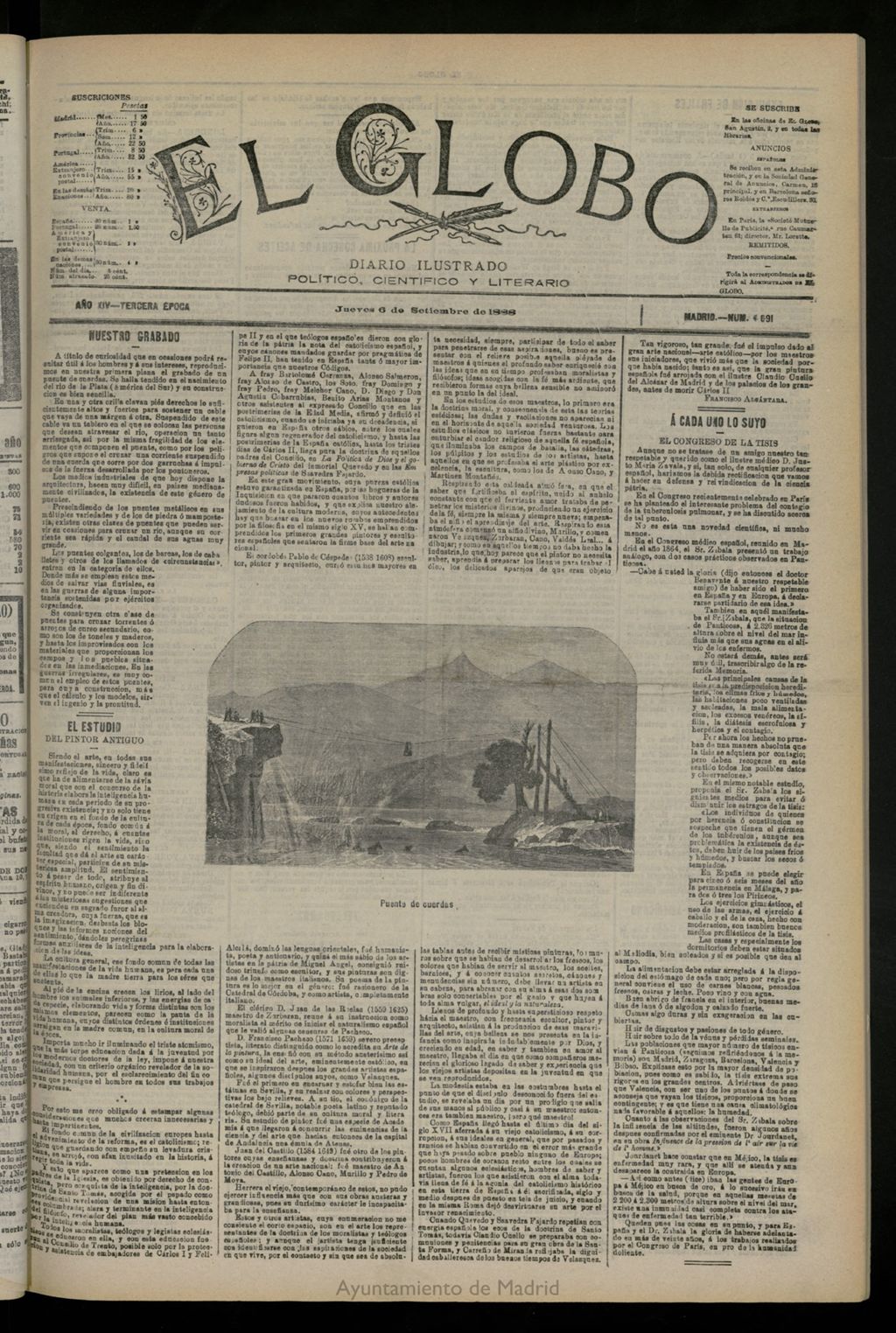 Miniatura de El Globo : diario ilustrado del 6 de septiembre de 1888, nº 4691